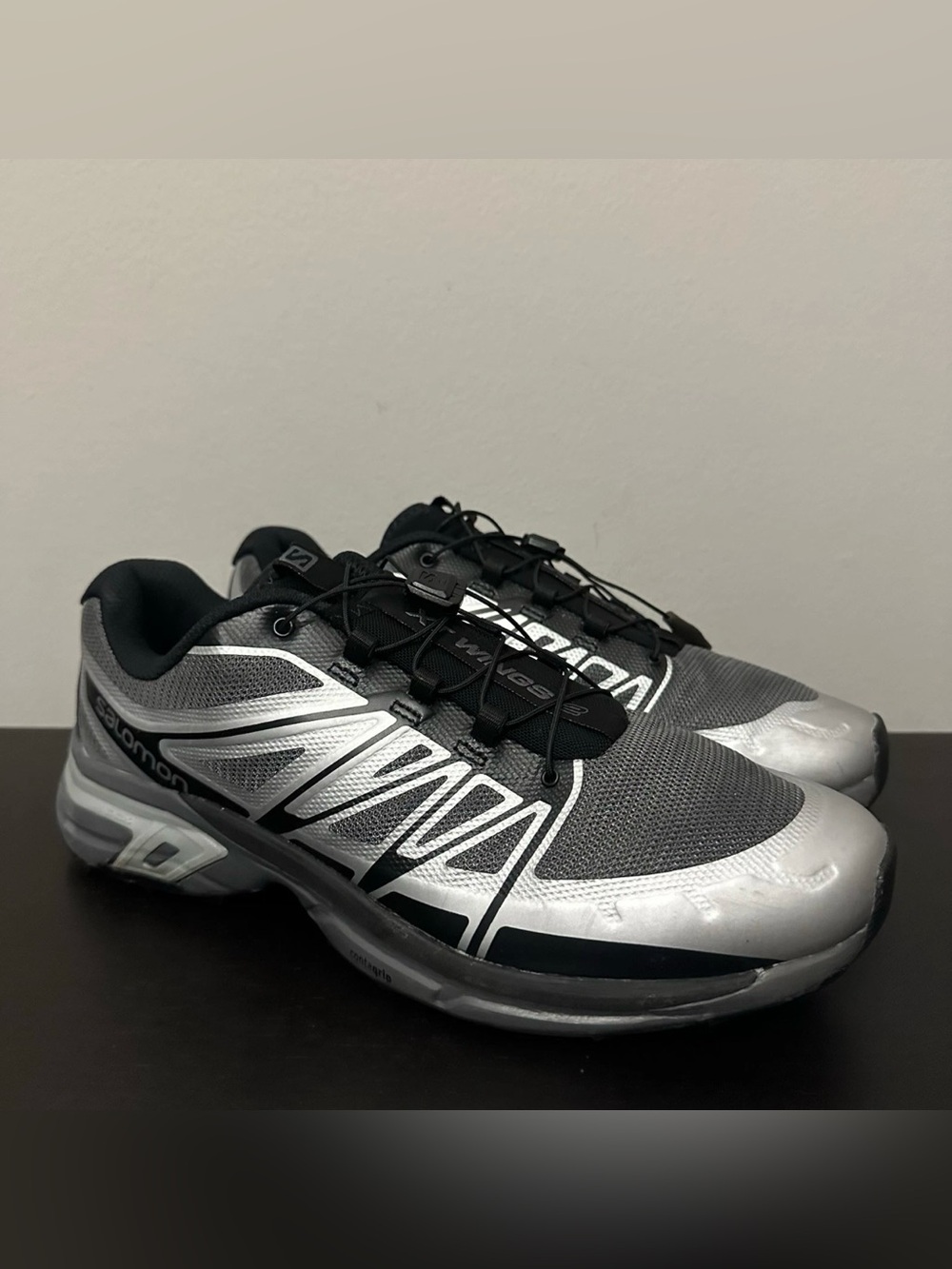 Salomon XT-Wings 2 Trail Running Shoes Mens Size 10.5 Silver Black 417616